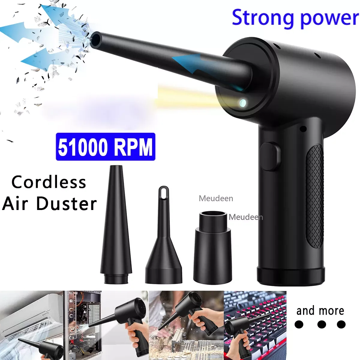 

51000RPM Wireless Air Duster Adjustable Cordless Air Blower Compressed Dust Blowing Gun Handheld Keyboard PC Camera Cleaner