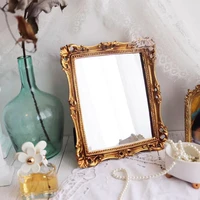 simple nordic resin rectangular large gold mirror vintage home decor table standing mirror wall hanging bedroom make up mirror