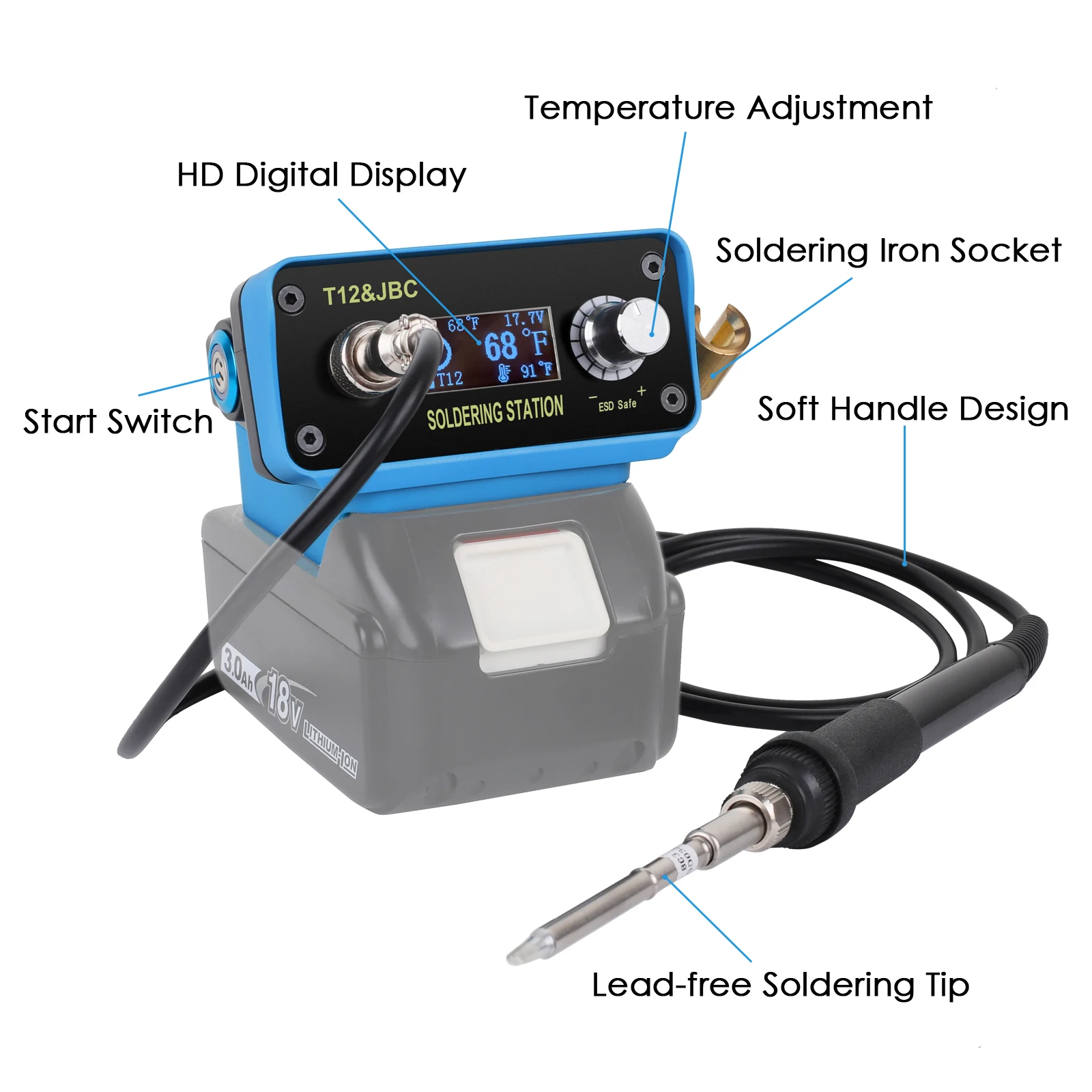Cordless Soldering Iron Station for Makita 18V TXT Battery Electric Digital Soldering Station for DIY Wire Welding(No Battery) enlarge