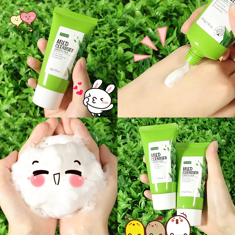 Green Tea Facial Cleanser facial cleanser refreshing moisturizing foam moisturizing skin cleaning pores skin care products