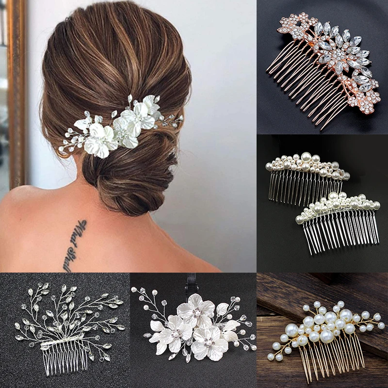 

Wedding Hair Combs Hairpins Clips for Bride Women Girls Hair Jewelry Accessories Bling Rhinestone Headpiece Hair Styling Jewelry