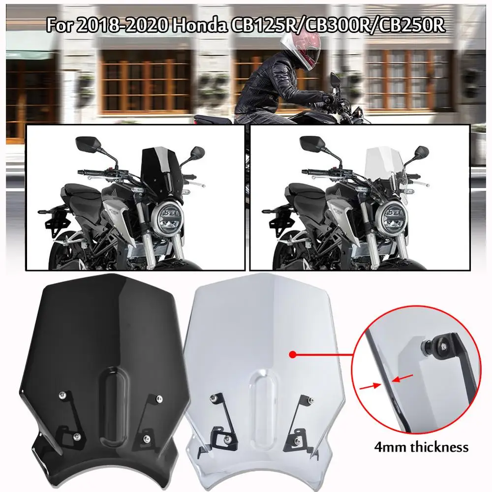 

Ветрозащитный Козырек ветрового стекла для мотоцикла, спорта, 2018 2019 2020 Honda CB125R CB300R CB250R, аксессуары