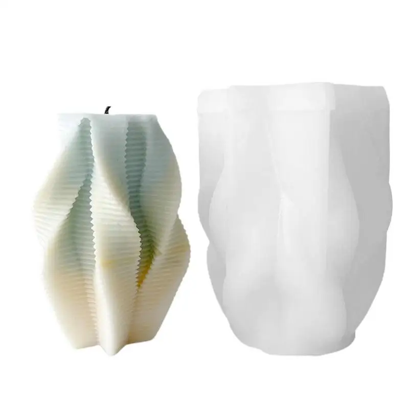 

Ribbed Swirl Silicone Candle Mold DIY Handmade Geometric Wave Twirl Plaster Aromath Soap Molds Taper Abstract Art Home Decor