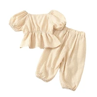 new summer baby clothes suit children girls fashion plaid t shirt shorts 2pcssets toddler casual costume infant kids sportswear