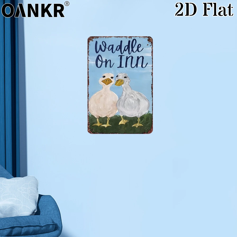 Фото Винтажная металлическая табличка, ретро-вывеска Waddle On Inn Ducks для мужской комнаты, спальни, домашнего декора, настенный декор, аксессуары №3