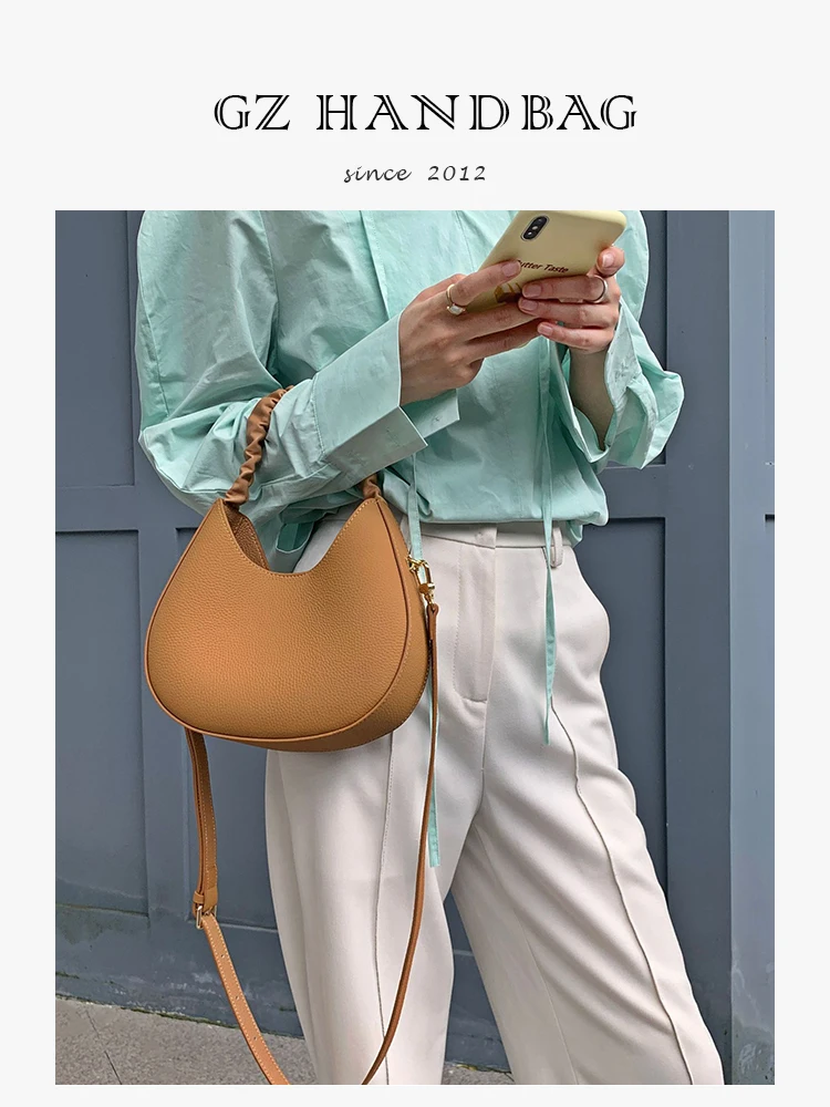 

Women's Bag Luxury Designer Handbag Genuine Leather Fashion Crossbody Bag Solid Casual High Capacity Cowhide Female Shoulder Bag