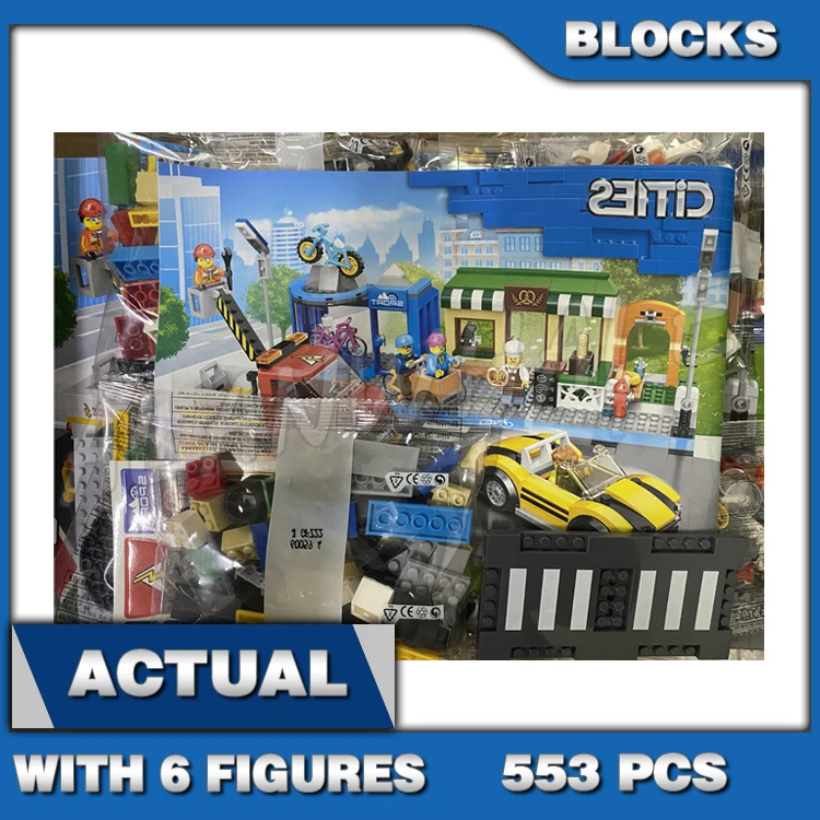 

533pcs City Shopping Street Road Plates Bakery Bike Shop Outdoor Training Center 60059 Building Block Toy Compatible with Model