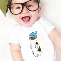 new wearing shark hat cat graphic casual infant romper simple four seasons creative o neck short sleeved newborn jumpsuit