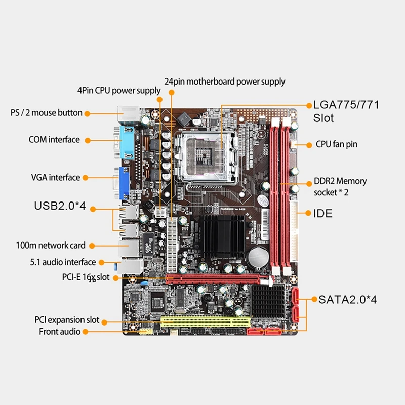 945 Материнская плата LGA1155 Core I7/I5/I3 CPU 2X DDR2 RAM PCIE X16 SATA2.0 USB2.0 материнская поддерживает