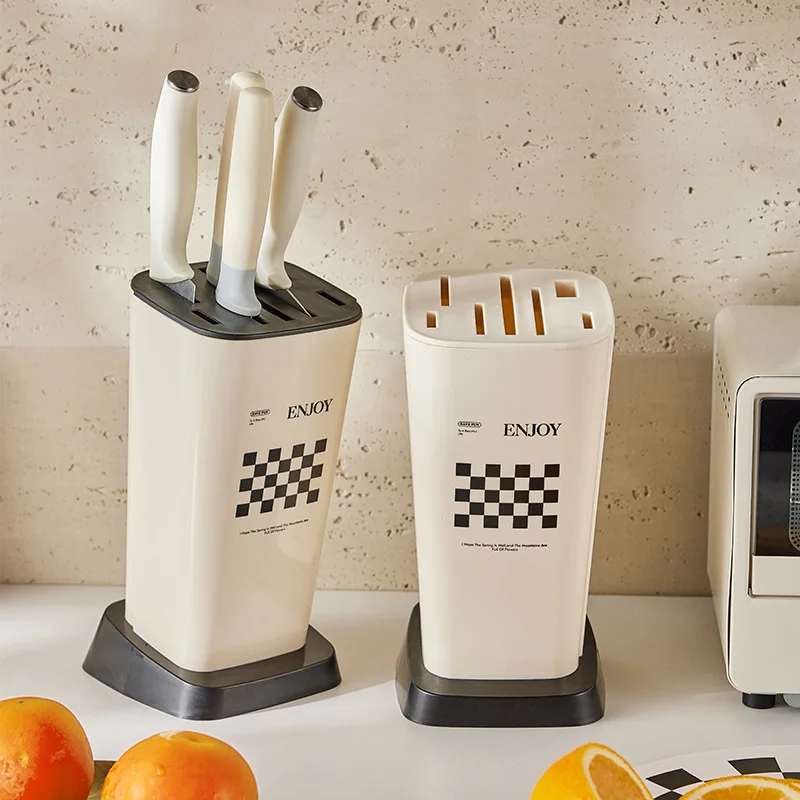 

Multifunctiona Kitchen Knife Stand Holder Cream Wind Knife Storage Rack Floor Type Kitchen Shelf Rack Organizer Organization