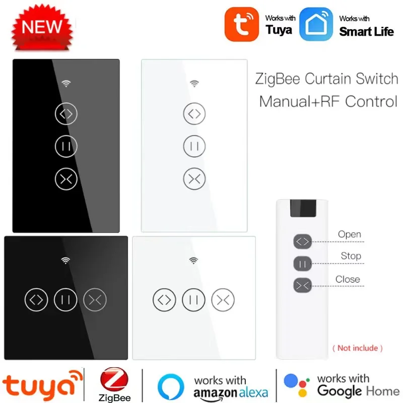 

Умный сенсорный выключатель для штор и рулонных жалюзи Tuya ZigBee 3,0, управление через приложение SmartLife, работает с Alexa Google Home