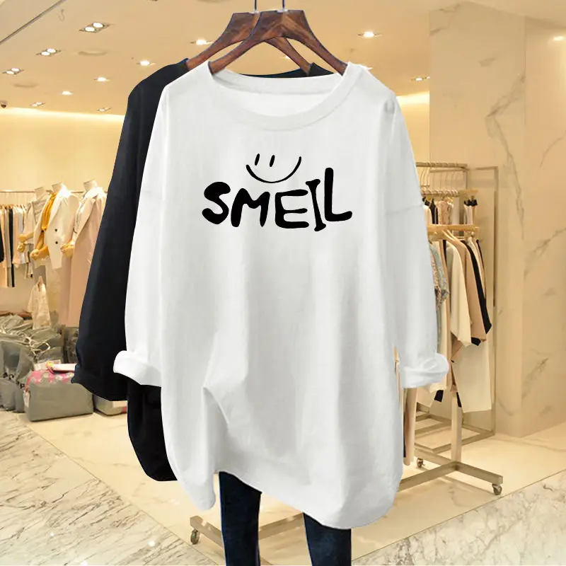 

2023 New Long Sleeve Casual Basci T-shirt Women Clothing Autumn Cotton Printed Y2K Chic Pullovers