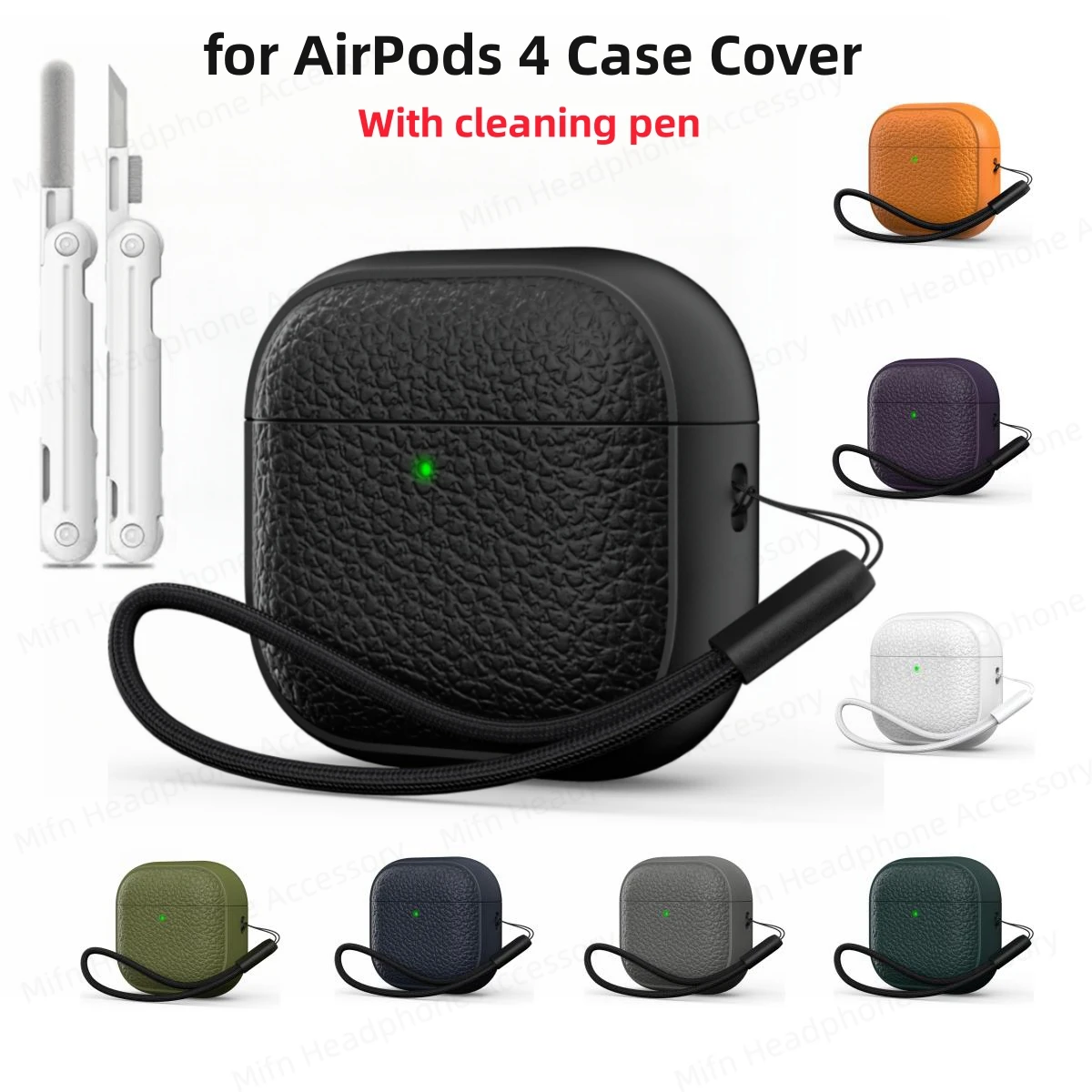 Кожаный чехол для AirPods 4 цвет в ассортименте