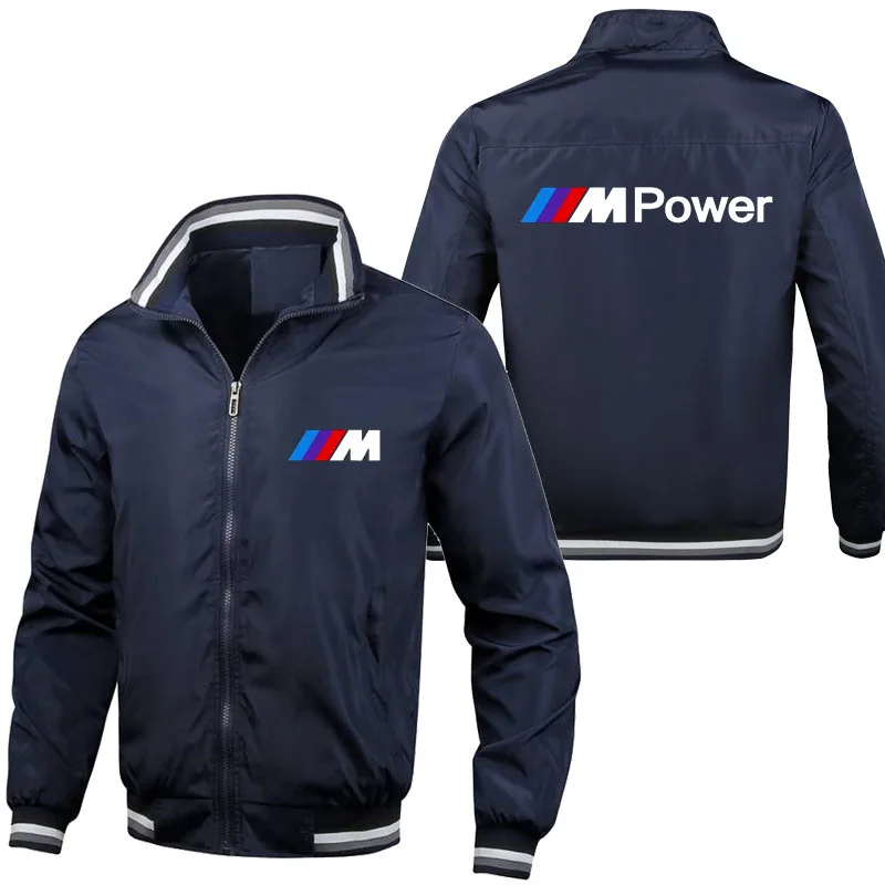 

Spring Autumn New Mens Jackets Stand Collar Simple Casual Men's zipper Jacket bmw car logo print Long Sleeve Jaket Men