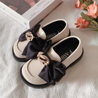 school girls leather shoes bowknot princess fashion big bow british middle and large children pu shoes kid girl party shoes