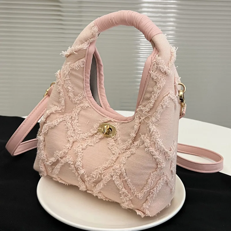 

NEW Denim Women Shoulder Bag Brand Designer Handbags Fashion Underarm Bags for Women 2022 Summer Girls Small Crossbody Bags