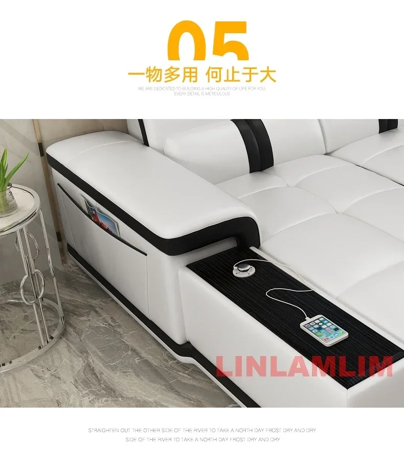 MINGDIBAO Современный итальянский секционный диван из натуральной кожи с USB и