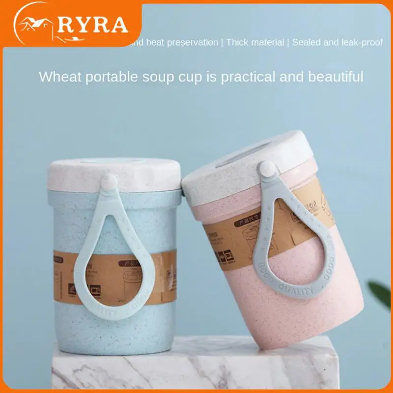 

Anti-scalding Porridge Cup 1pcs Not Leak Breakfast Can Sealed Food Thermal Jar Thermos Cup Heat Insulation Wheat Straw Practical