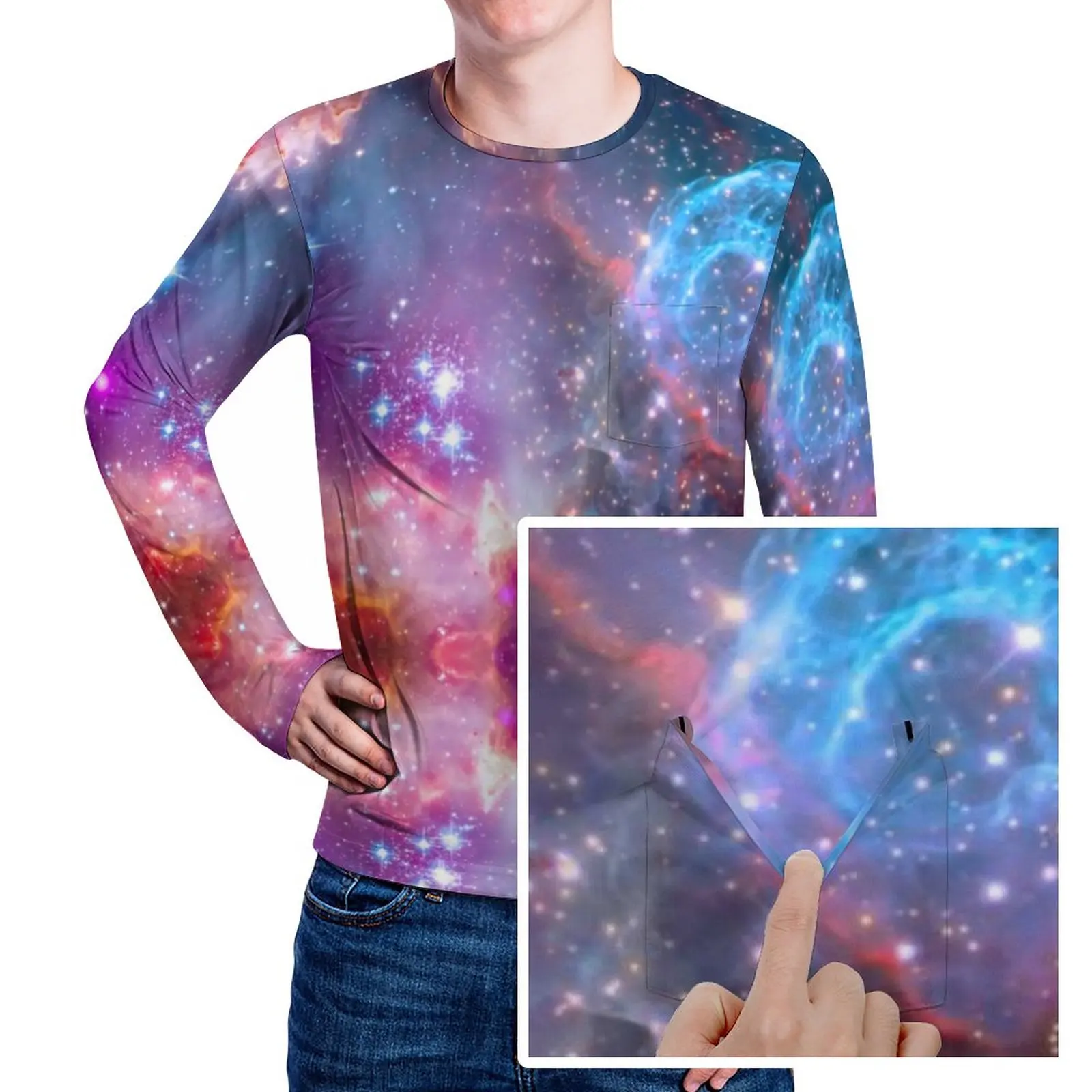 

Футболка мужская с длинным рукавом и принтом «Супер галактика эмо»