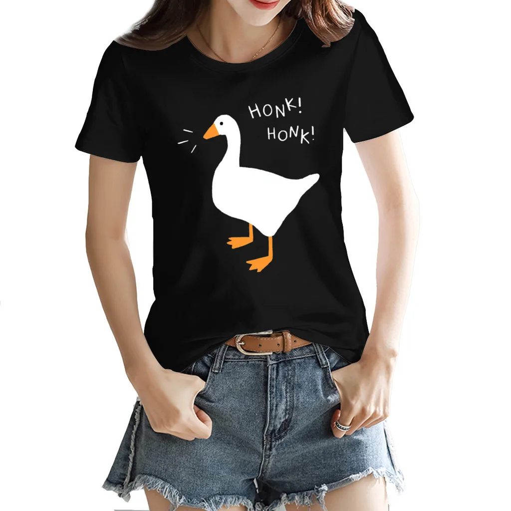 

Honk Honk Goose Baseball ¾ Sleeve Women's T-shirt Funny Black Joke Crewneck Tees Tops European Size