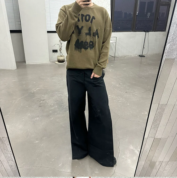 

ALYX 2023 1017 9SM чернильно окрашенные буквы вязаный пуловер мужской женский свитер MY680