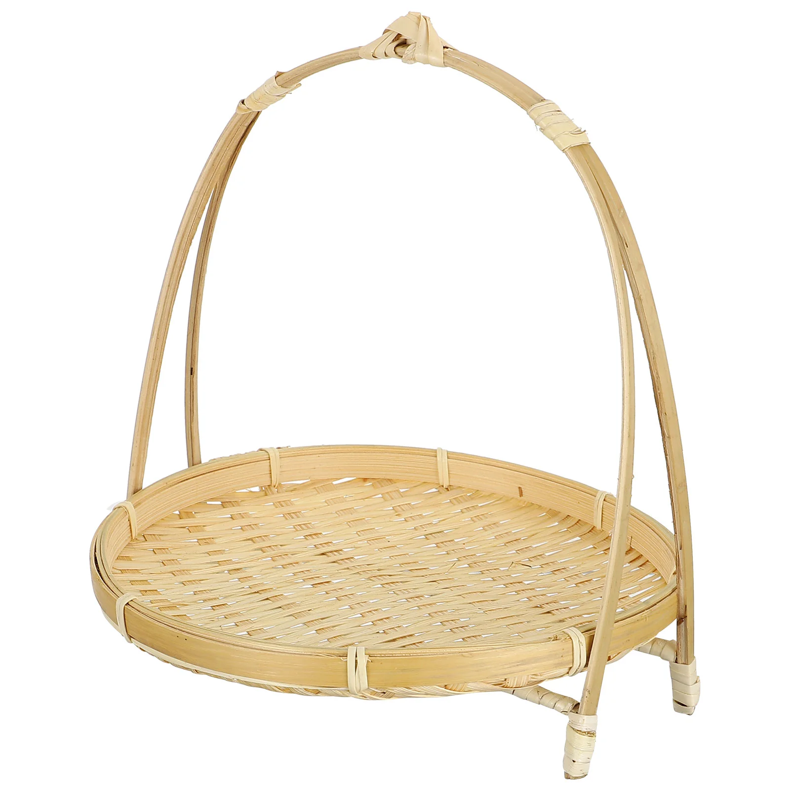 

Basket Storage Bamboo Wicker Fruit Serving Woven Bowl Baskets Willow Handle Rattan Kitchen Picnic Tray Snack Tote Bread Weaving
