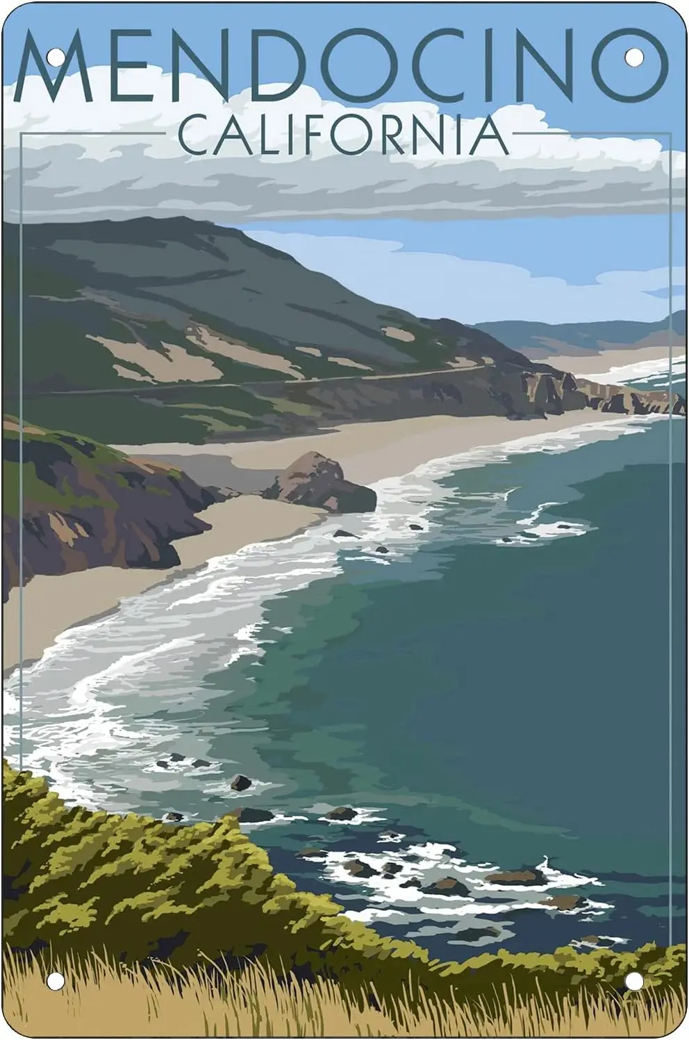 Ретро забавные металлические таблички из листового металла Mendocino Калифорния