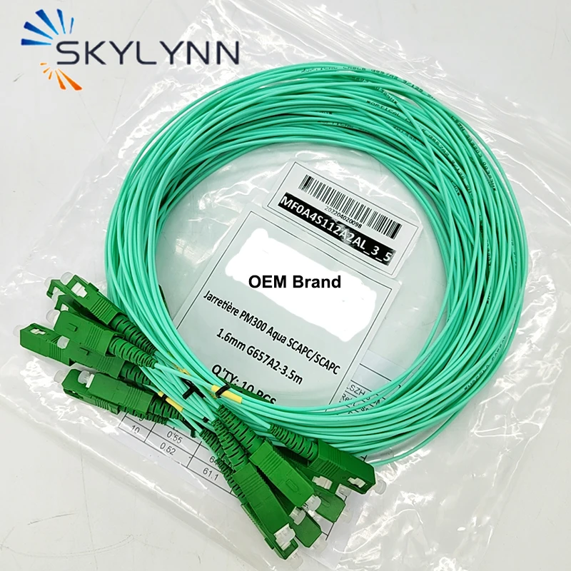 1 Carton 800 Pcs SC/APC-SC/APC Single Mode G657A2 SX 1.6mm Fiber Optic Patch Cord 3.5 Meter LSZH Aqua Blue With Yellow Tube