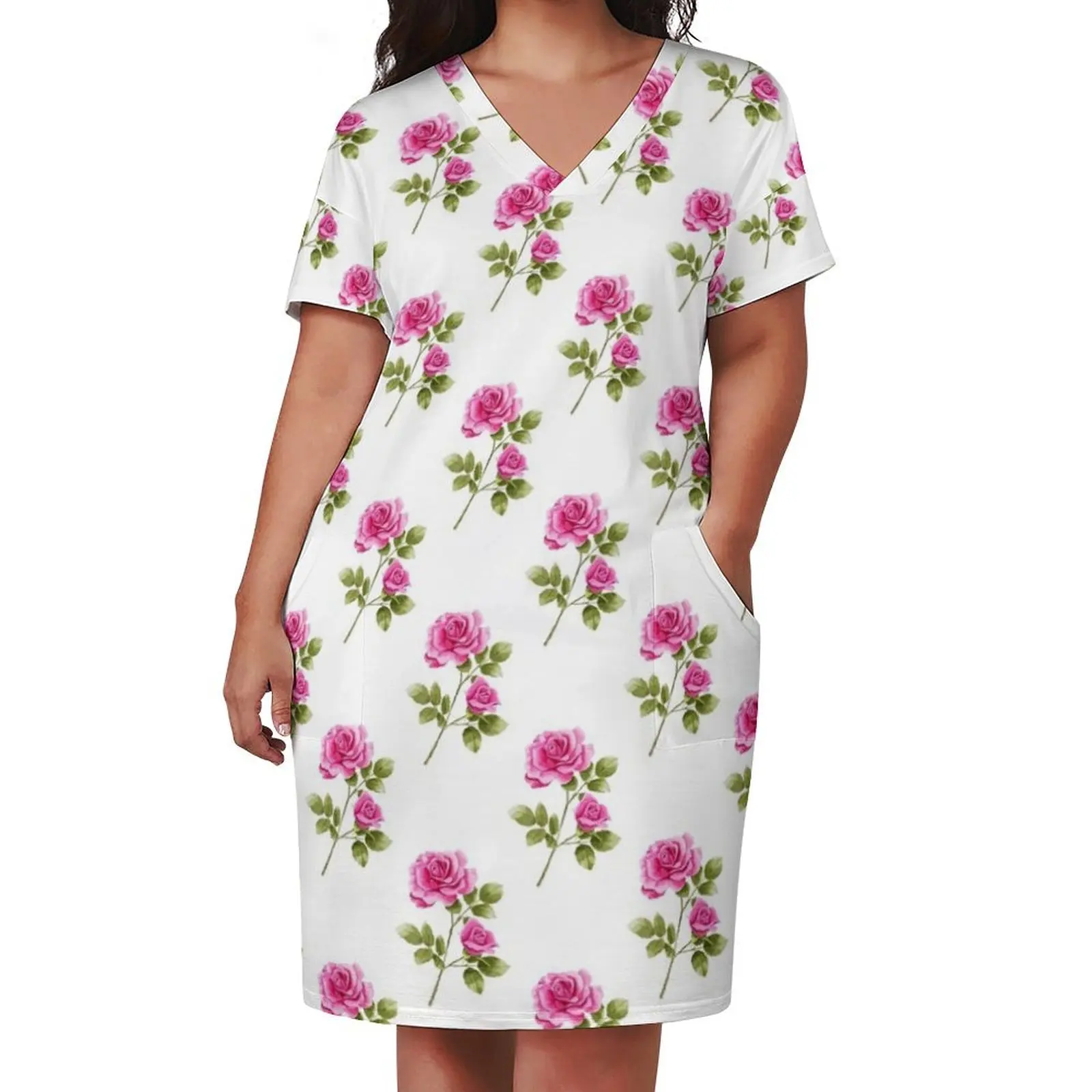 Женское платье из полиэстера и спандекса розового цвета