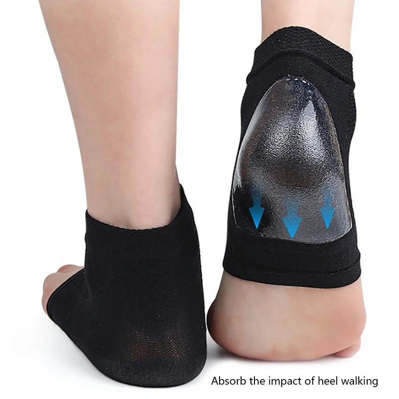 

1pair Gel Silicone Heel Protector Sleeve Heel Pads Heel Cups Plantar Fasciitis Support Feet Care Repair Cushion Half-yard Socks