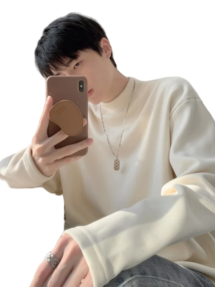 Dralon Long sleeves Shirt Men's Autumn and Winter 2024 New Half-high Collar Inner wear Bottoming Thickened Warm ...