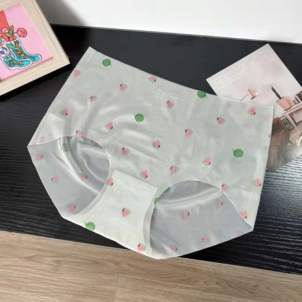 Модные трусики из ледяного шелка с арбузом хлопковые тонкие бесшовные трусы