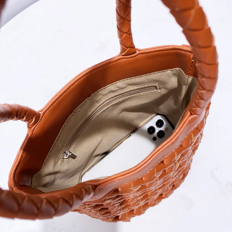 Женская плетеная Сумка-мешок из ПУ кожи с вырезами