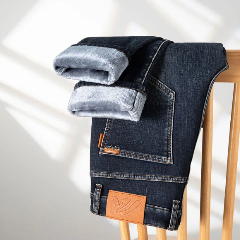 Новинка 2024 зимние толстые джинсы на флисовой подкладке элитные островенные