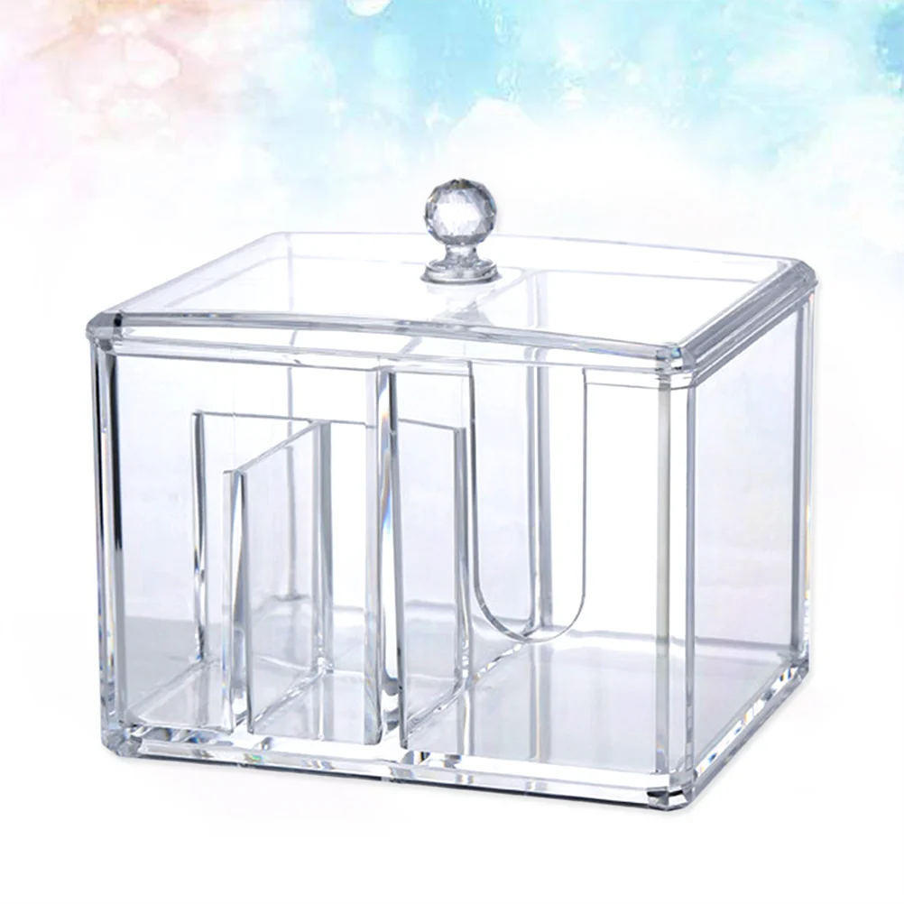 

Clear Organizer Box Cotton Pads Organizer Bracket Cotton Pad Storage Swab Dispenser Clear Makeup Organizer Storage box