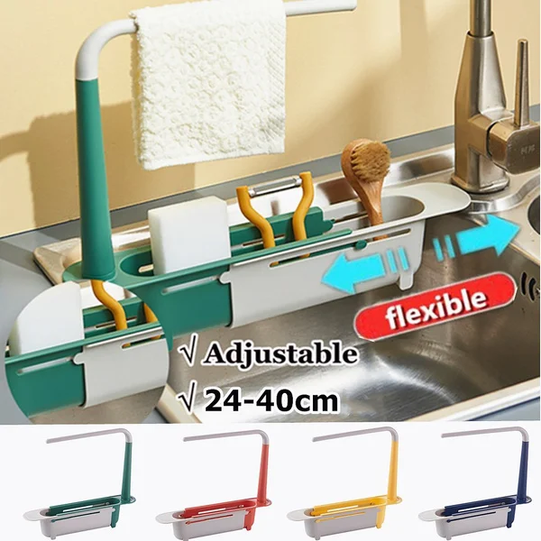 

Telescopic kitchen sink organizer Storage Rack Adjustable Sponge Soap Holder Shelf Faucet Organizer Drain Basket Acessories