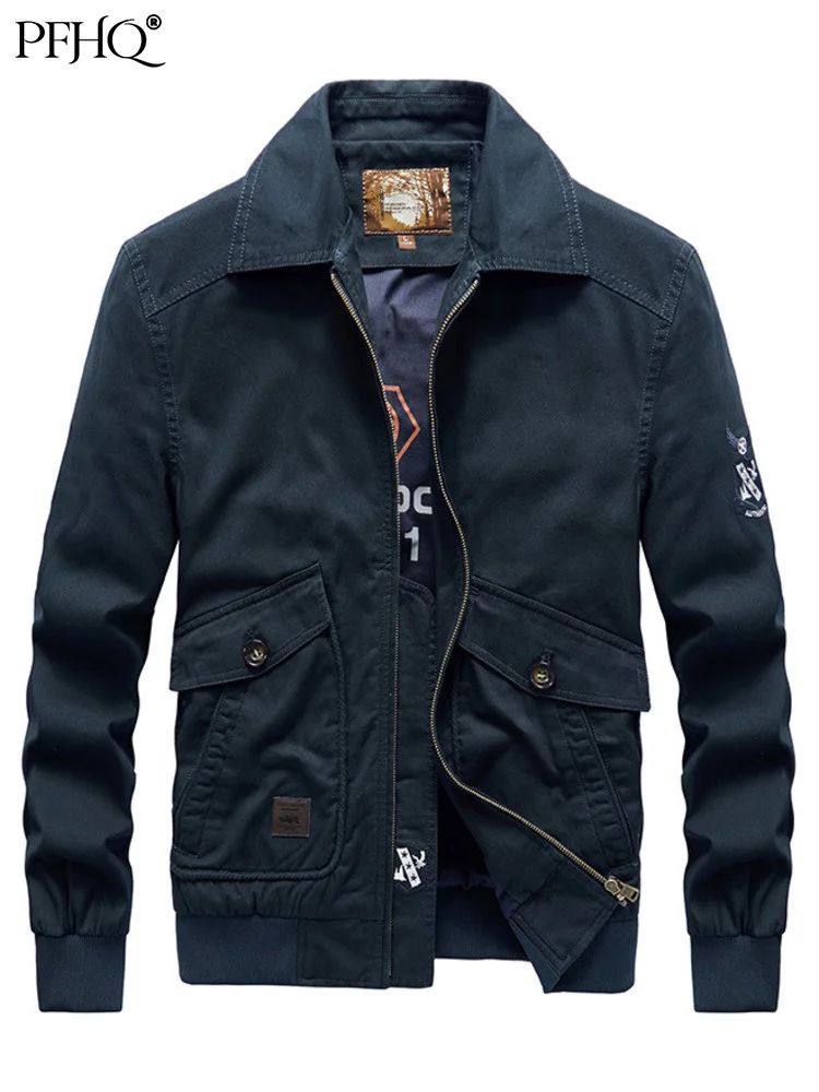 

PFHQ 2022 Autumn Stylish Men's Bomber Flight Jackets Coat Casual Loose Lapel Windbreaker Techwear Mountaineering Clothes 21B1318