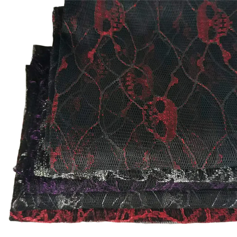 

Soft Two-color Spider Web Jacquard Lace Tulle Fabric Skull Web Halloween Party Wedding Decoration DIY Craft Lining Fabric 1meter
