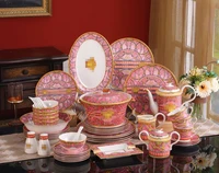 european glazed chinese bone porcelain tableware set 58 head ceramic western tableware plate bowl spoon coffee set