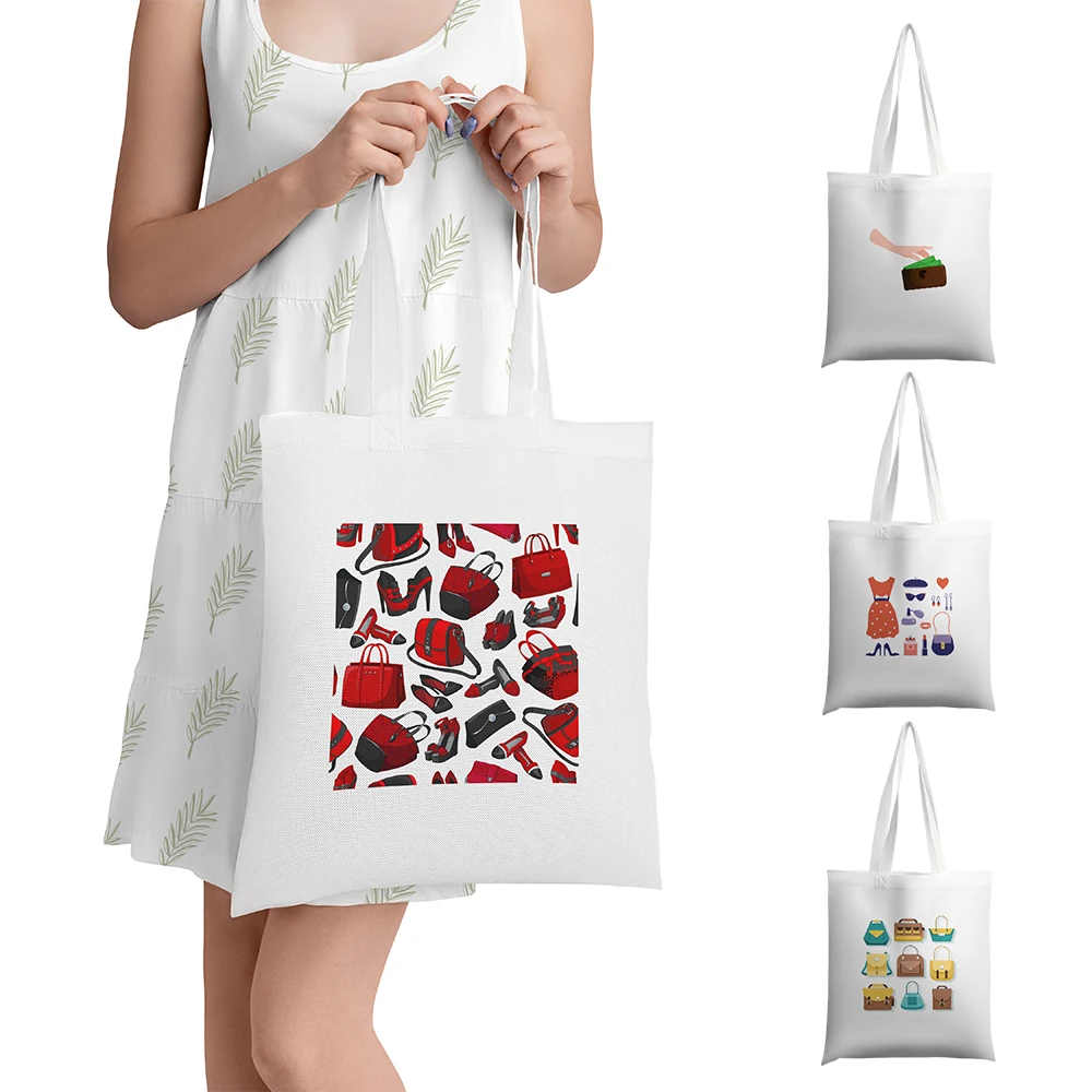 

New Fashion Canvas Print Shopping Bag For Women Elegant Fun Art Girl Tote Bag Outdoor Storage Portable High Quality Shoulder Bag