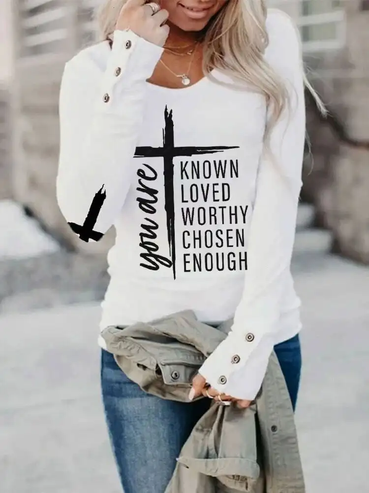 

Women's You Are Known Cross Print Tee Shirt