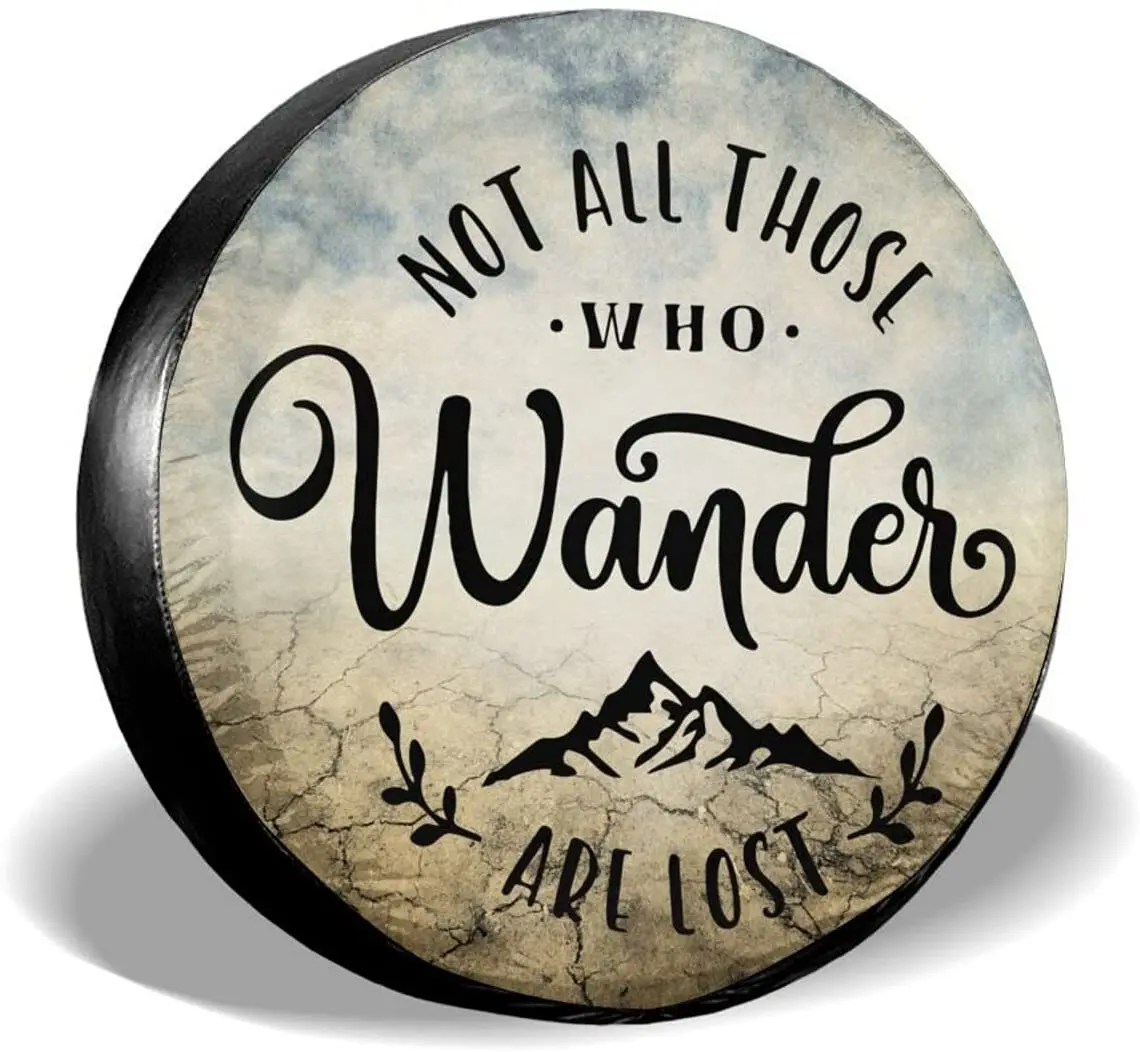 

cozipink Not All Those Who Wander are Lost Rv Spare Tire Cover for RV Trailer, Camping Wheel Protectors Weatherproof Universal f