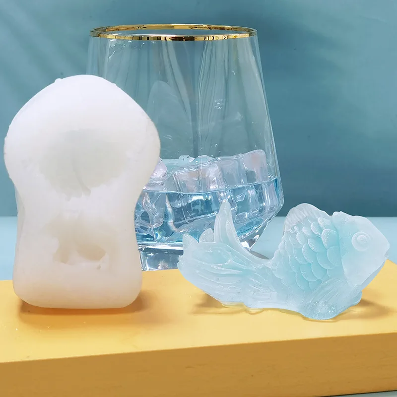 

DIY simulation ice fish whisky milk tea ice grid mold
