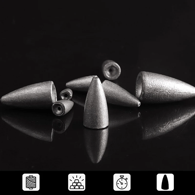 10 шт./лот рыболовная пуля грузило в форме пули 7 размеров для кренка рыболовные