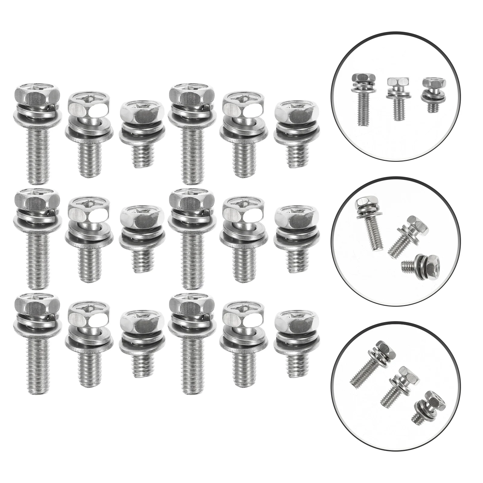 

18 Pcs Motorcycle Bolt Hexagon Nut Stainless Screws Washers Bolts Steel Nuts Kit Mechanical