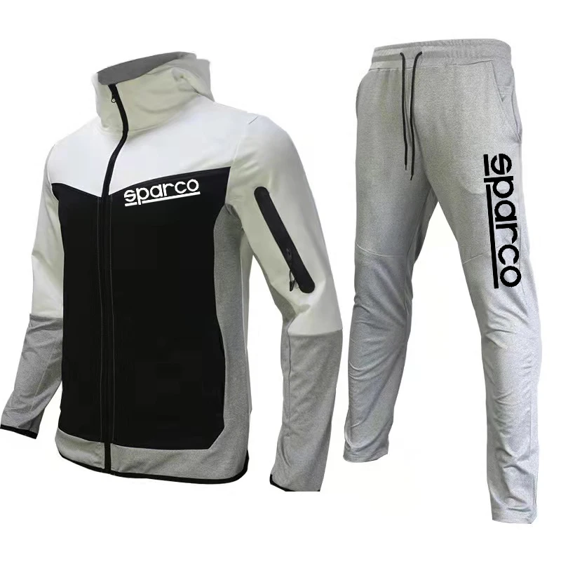 

Men's Sparco Sportswear Winter Zip Jogger Pants Set Windproof Motorcycle Clothing Solid Color Men's Solid Color Men's Suit
