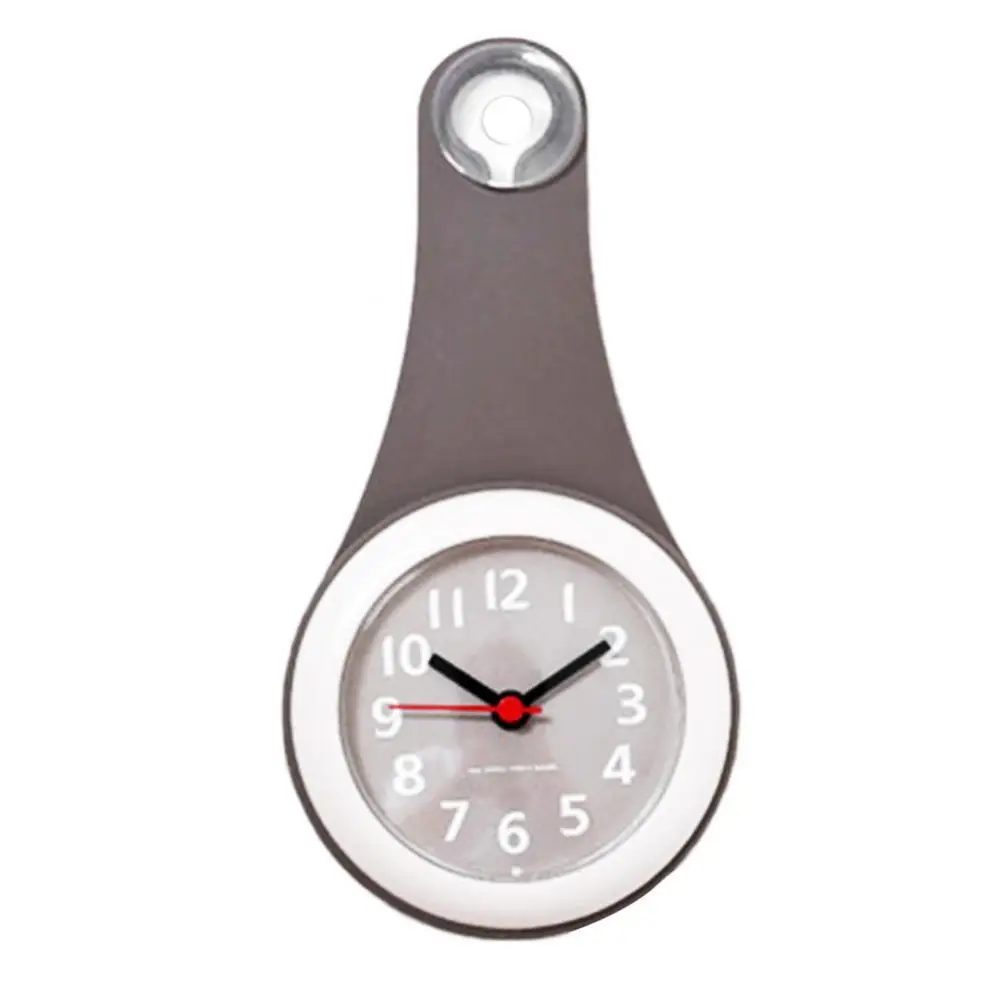 

Kitchen Bathroom Wall Clock Waterproof Silent Shower Hanging Decor with Sucker