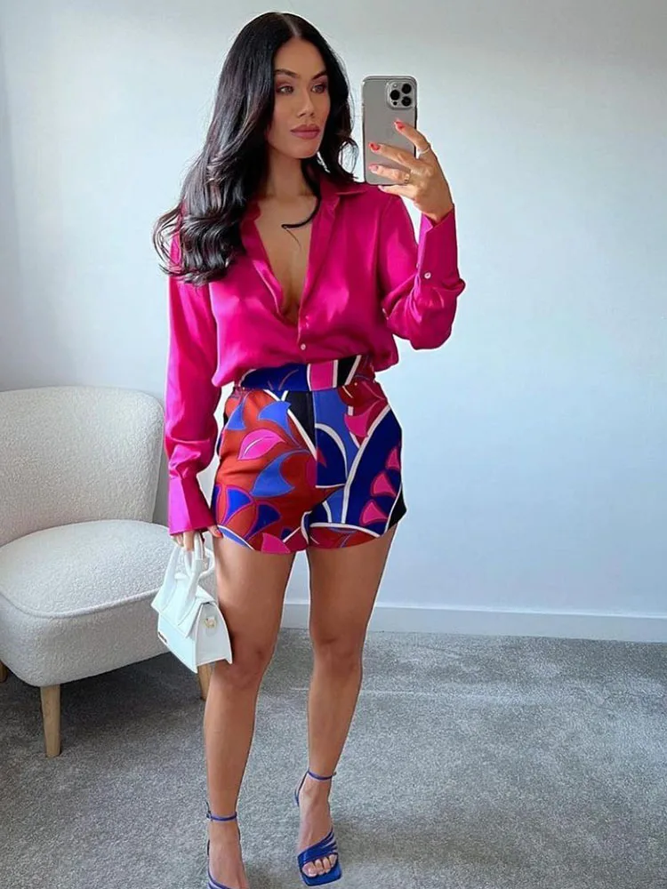 Женская Свободная блузка с цветочным принтом винтажная рубашка длинным рукавом