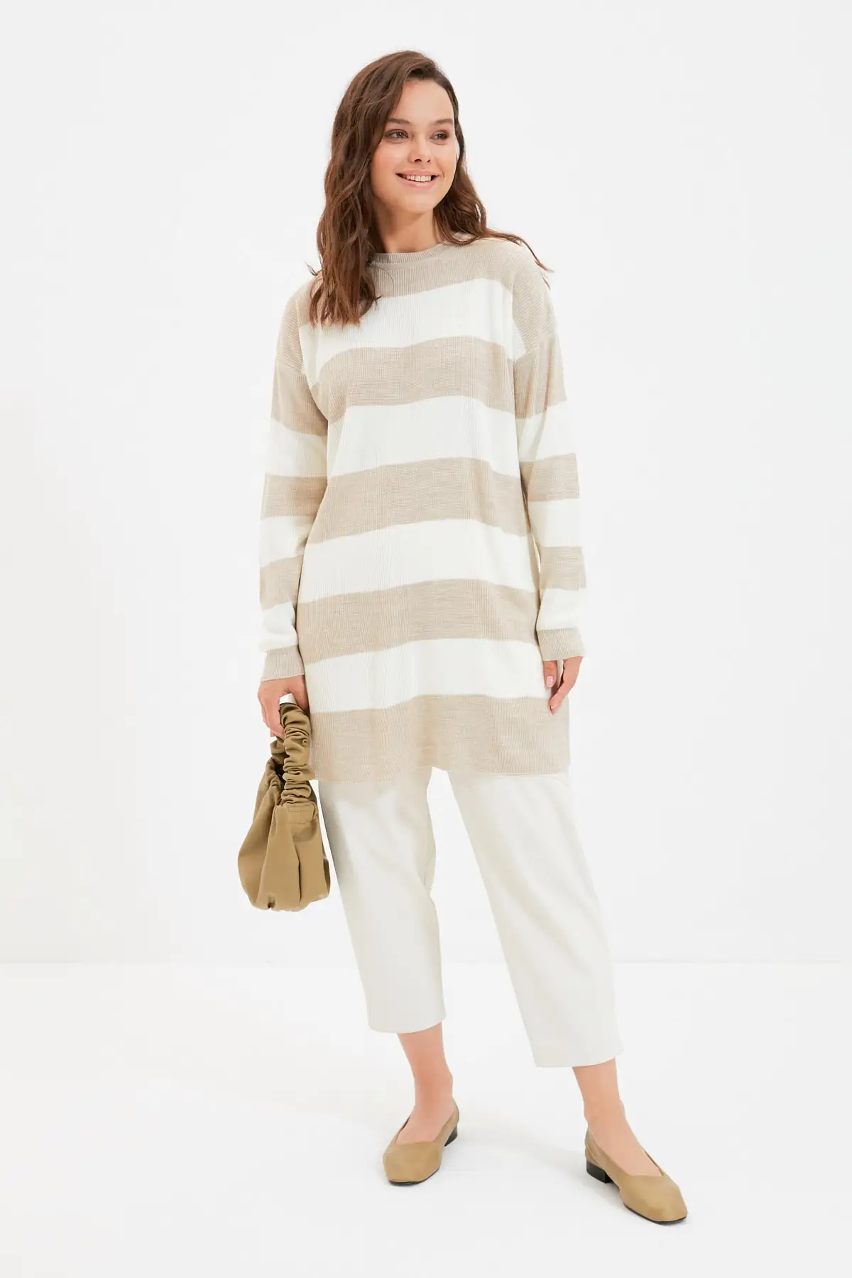 

Trendyol Striped Bike Collar Knitwear Sweater TCTAW22AK0131