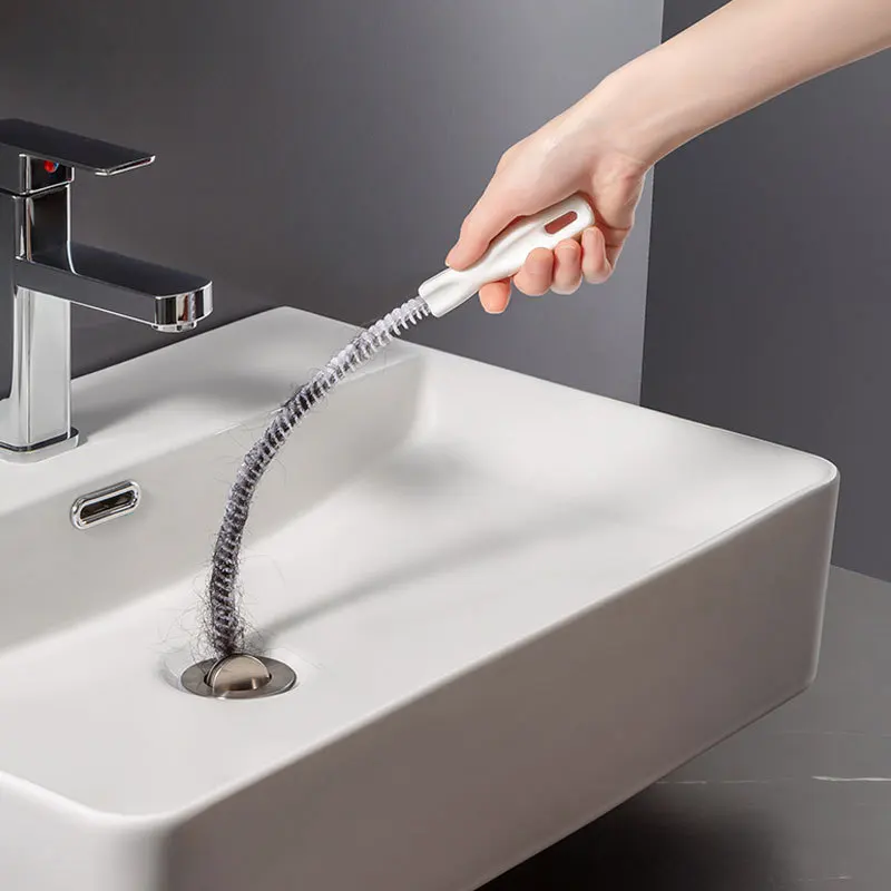 

1Pc Bathroom Hair Sewer Sink Cleaning Brush Super Long Pipe Dredging Brush Flexible Drain Cleaner Clog Plug Hole Remover Tool
